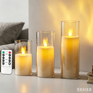 Ensemble de 5 bougies <span class=keywords><strong>LED</strong></span> en verre blanc de Matti pour la décoration de la maison - Product Image 2
