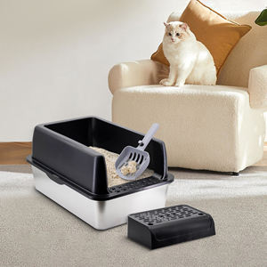 Grande parede alta Side <span class=keywords><strong>Litter</strong></span> <span class=keywords><strong>Box</strong></span> para gatos múltiplos Easy Clean aço inoxidável Cat <span class=keywords><strong>Litter</strong></span> Bacia Pá Bandeja - Product Image 5