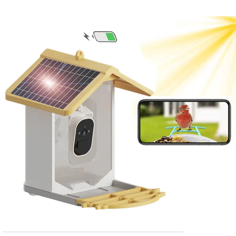 WIFI APP surya luar ruangan menggantung Video HD Dispenser makanan pengumpan burung liar otomatis dengan kamera