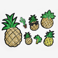 Broderie de paillettes de fruits de dessin animé, patchs en tissu d'ananas, patchs à paillettes, broderie de perles de cerise. Patch de broderie