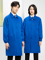 Couleur unie col rabattu blouse de laboratoire de travail entrepôt chargeur éleveur usine alimentaire anti-poussière manteau global