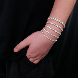 Stylish Fine <b>Chain</b> Link Bracelet White Gold 925 Sterling Silver VVS Graded Clustered Tennis Bracelet <b>Iced</b> Out Diamond Jewelry - Product Image 4