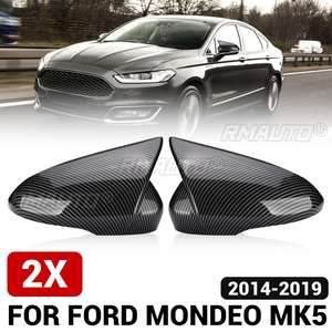 For Ford for Mondeo MK5 2014-2019 Rearview Side <b>Mirror</b> Cover Wing Cap Exterior <b>Door</b> Rear View Case Trim Carbon Fiber - Product Image 1