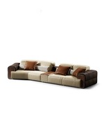 Canapé en cuir, couche supérieure en cuir de vache, style italien, luxe léger, salon, canapé multifonctionnel électrique Kunlun, une place, module, villa, appartement