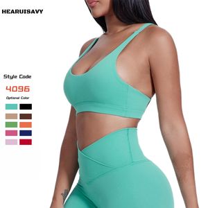 HEARUISAVY Soutien-gorge de sport à col rond et bretelles fines en tissu respirant et frais, taille plus, pour femmes - Product Image 6