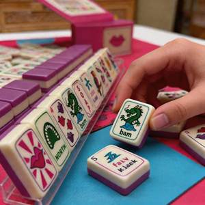 Juego de Fichas de Mahjong de Acrílico/Melamina de Doble Capa, Color Rojo Púrpura de Lujo, Plegable, Duradero, Ecológico, Regalo para Fiestas y Entretenimiento - Product Image 5