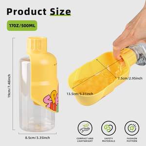 Botella de agua para perros, amarilla, portátil, a prueba de fugas, con tazón para mascotas de viaje - Product Image 3