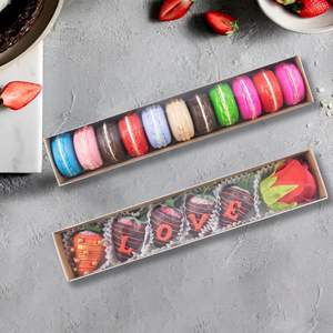 Boîtes d'emballage en papier pour desserts de boulangerie, taille et couleur personnalisables, couvercle transparent pour truffes au chocolat, macarons, fraises - Product Image 2