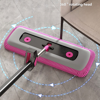 Offre Spéciale : Ensemble Serpillère et Seau en Chenille avec Serpillère en Microfibre, Essoreuse Intégrée, Rotation à 360° et Seau Pliable
