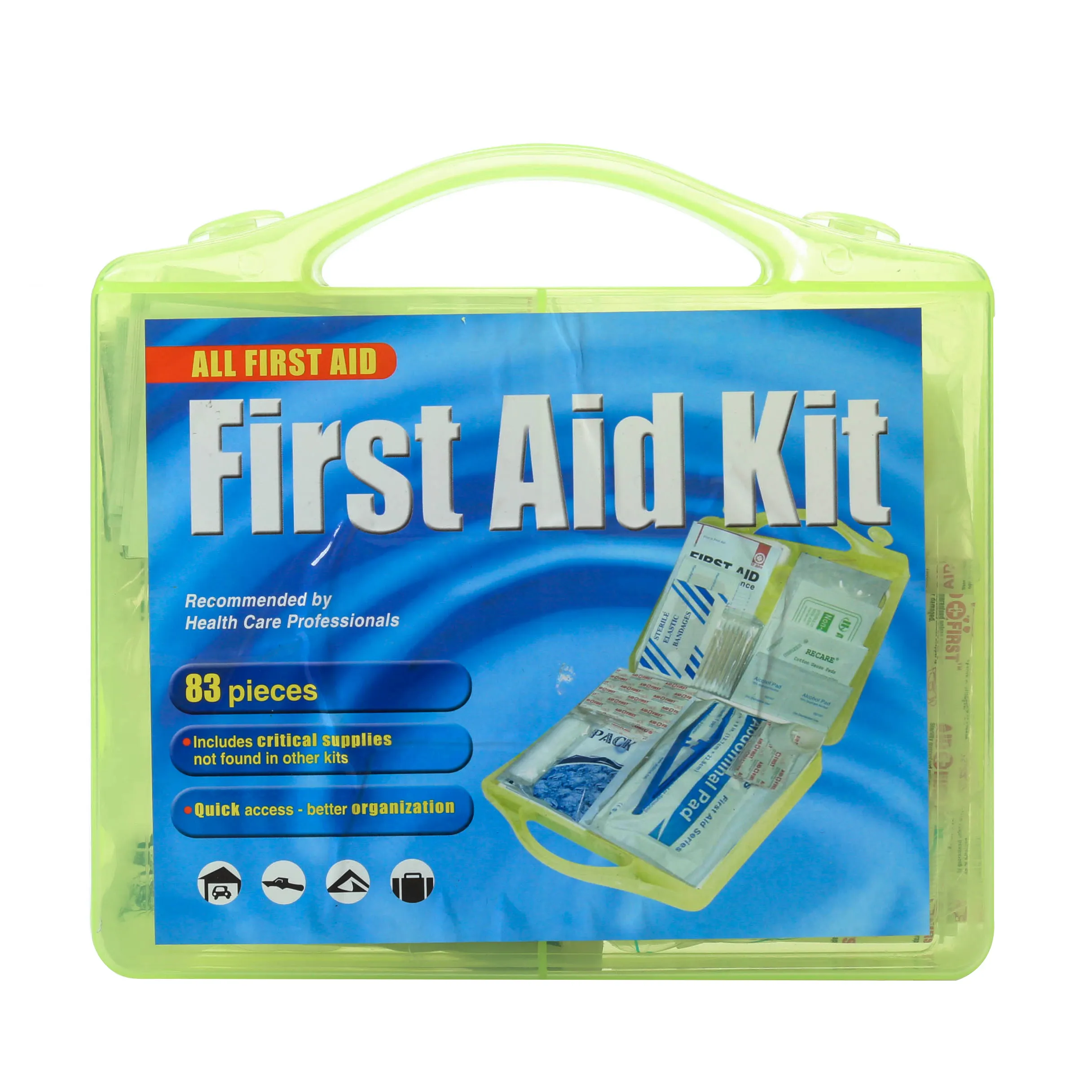 Kit de primeros auxilios para coche, equipo médico mini, botiquín de primeros auxilios para viaje, certificado