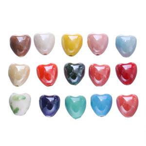 Perles en céramique en forme de cœur de couleur bonbon, 12x13mm, pour la fabrication de bracelets, perles espacées, accessoires de bijoux, DIY - Product Image 5