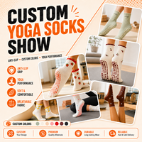 Chaussettes de yoga et de pilates antidérapantes personnalisées, respirantes, en coton, mi-mollet, antidérapantes, pour le fitness au sol, chaussettes pour femmes avec logo