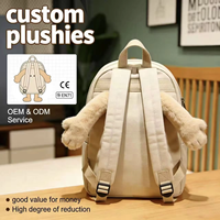 Sac à dos personnalisé en peluche douce à motif animal de dessin animé, sac d'école à fermeture éclair pour enfants
