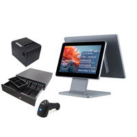 Système de point de vente (PDV) double en libre-service avec caisse enregistreuse, deux écrans tactiles de 15,6 pouces (horizontal/vertical), capacitifs 10 points tactiles, 80 mm