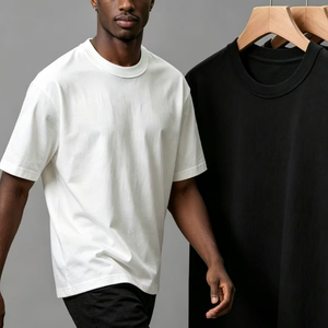 En stock, vente en gros, t-shirt lourd 250 g, design personnalisé, t-shirt oversize, blanc, 100 % coton, col rond, pour <span class=keywords><strong>homme</strong></span> - Product Image 1