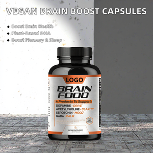 แคปซูลเสริมอาหารสมองสำหรับผู้ใหญ่ ยี่ห้อสินค้าของตัวเอง  ผสมสารสกัดจากใบแปะก๊วย บาโคปา มอนนิเอรี เห็ด และดีเอชเอวีแกน สำหรับบำรุงความจำและการนอนหลับ - Product Image 2