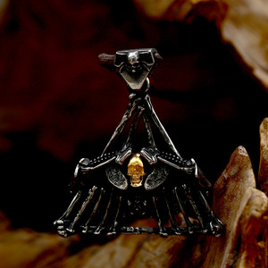 Collier pendentif en forme de squelette, plaqué argent antique, style punk unisexe, bijoux en alliage, à porter au quotidien - Product Image 3