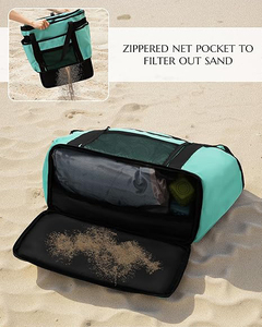 Large <b>Beach</b> Tote <b>Bag</b> <b>with</b> Insulated Cooler Compartment Spacious Mesh <b>Beach</b> <b>Bag</b> <b>With</b> Wet Dry Separate Compartments - Product Image 4