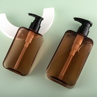 200ml 300ml ambre clair pompe cosmétiques carré shampooing bouteilles distributeur liquide savon emballage en plastique shampooing bouteille