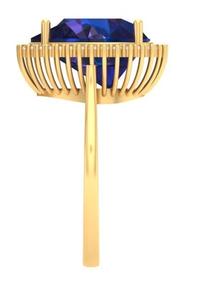 Bague en or jaune massif 18 carats avec saphir bleu taille poire diamant simple halo solitaire tenue quotidienne bague de mariage cadeau pour elle - Product Image 4