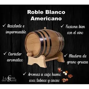 Barril de Roble Grueso de 10 Litros con Grifo para Almacenamiento de Licores, Envase para Alimentos y Bebidas - Product Image 4