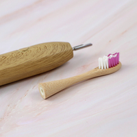 Vente en gros de brosses à dents électriques soniques en bambou biologique personnalisées, biodégradables, étanches, rechargeables, pour adultes