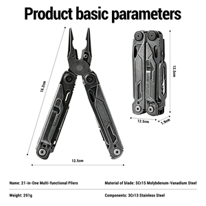 Pinze Multiuso 24 in 1 in Acciaio 5CR15, Strumento Pieghevole EDC per Campeggio e Sopravvivenza, con Coltello, Cacciaviti, Sega, Forbici e Clip da Tasca - Product Image 3