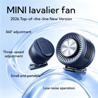 Mini ventilateur portable léger et silencieux avec batterie intégrée, 3 vitesses, rechargeable par USB, pour bureau, extérieur, mains libres, à clipser, pour voiture et hôtel