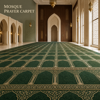 Tapis en laine et nylon jacquard lavable antidérapant fabriqué à la machine pour mosquée, tapis de prière musulman à poils longs de 15 mm pour salle de prière Masjid