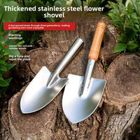 Petite pelle à fleurs en acier inoxydable avec manche en bois, outil de jardinage, ensemble pour jardin en pot