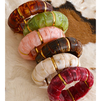 Bracelet JINYOU 7431 en perles acryliques vintage, style printemps-automne, plaqué or 18 carats, élastique et ajustable, pour les fêtes