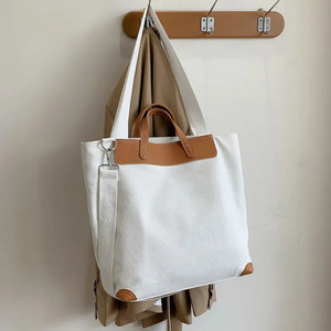 Sac fourre-tout en toile de coton grand format, avec poignée en cuir écologique, nouveau design, impression personnalisée, fermeture éclair et logo sur mesure - Product Image 6