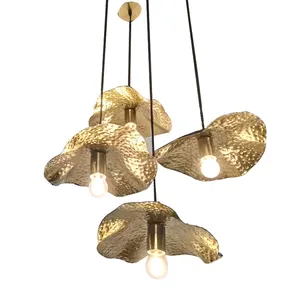 Modern Industrial Dining Room Pendant Lamp Designer Stair Creativity Leaf Shape Decor Restaurant Hanging Brass Light