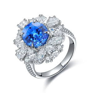 Halo Nhẫn cưới jewlery Tourmaline đá quý của phụ nữ kim cương đồ trang sức đính hôn nhẫn cho cô gái phòng thí nghiệm phát triển Paraiba Nhẫn vàng trắng - Product Image 3