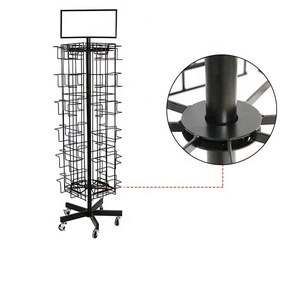 Tùy biến miễn phí đứng hiển thị dây Pocket Kim Loại Xoay thiệp chúc mừng CD Rack hiển thị đứng trên bánh xe - Product Image 5