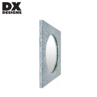 Miroir rond DX Designs avec cadre carré, mosaïque bleue et blanche rayonnante, miroir mural décoratif pour salle de bain, salon