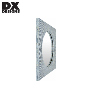 Specchio Rotondo DX Designs con Cornice Quadrata, Mosaico Blu e Bianco Radiante, Specchio Decorativo da Parete per Bagno e Soggiorno - Product Image 2