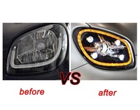 Phares avant LED de remplacement pour Mercedes-Benz Smart W453 2014-2020, avec lentille de signalisation DRL rose, bleue, rouge, pour modification et mise à niveau