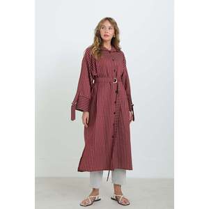 Chemise tunique rayée à ceinture pour femme - 10701TUN - BOURGONDIEN - Product Image 1