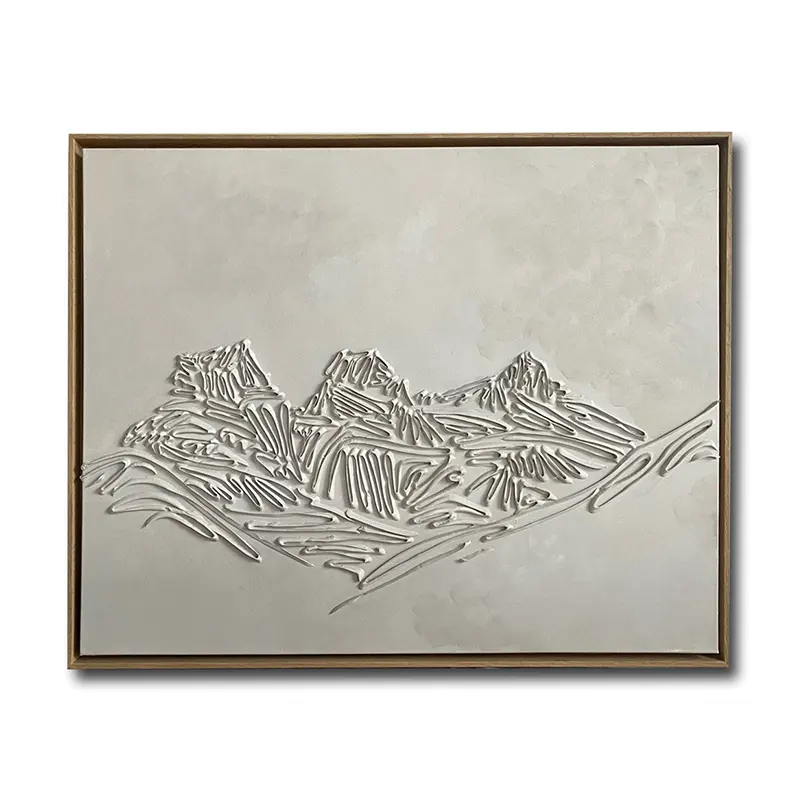 Stile minimalista 100% dipinti a olio fatti a mano arte su tela con montagne bianche tematica per la mostra gallerie d'arte e decorazioni per la casa