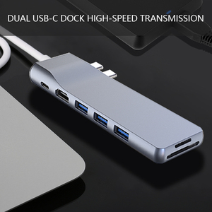 Vente chaude 8-en-2 double <span class=keywords><strong>USB</strong></span>-<span class=keywords><strong>C</strong></span> Hub <span class=keywords><strong>Dock</strong></span> 4K pour HDMI VGA PD 100W 3.0 SD/TF lecteur de carte en alliage d'aluminium MacBook <span class=keywords><strong>Pro</strong></span>/Air Windows - Product Image 3