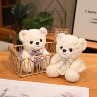 Peluche ours en peluche Kawaii avec nœud et robe florale, douce et moelleuse, avec tenue en dentelle, cadeau d'anniversaire pour filles