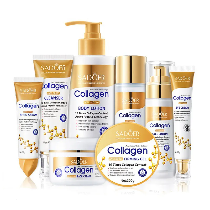 OEM Gold Bone Collagen Limpiador facial Hidratante de agua Crema reparadora Productos para el cuidado de la piel dañada Blanqueamiento Set de cuidado de la piel