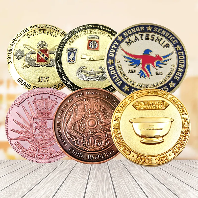 Moneda de diseño ersonalizado de oro antiguo, plata y cobre, monedas de desafío de metal