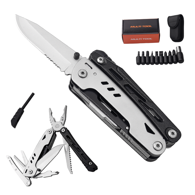 Multi-Functional Stainless Steel Serrated Metal Handle OEM Outdoor Camping Ignition Tools Portable Folding Vice Universal Pliers