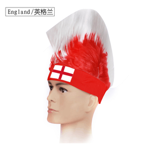 Logo personnalisé 2026 France Fans de Football Produits Giveaway Cockscomb Perruque <span class=keywords><strong>Fous</strong></span> Français Football Fans Mohawk Perruques avec Bandeau - Product Image 3