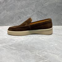 Mocassins en daim pour hommes, chaussures décontractées à enfiler, semelle plate en crêpe, chaussures de conduite, chaussures bateau pour hommes