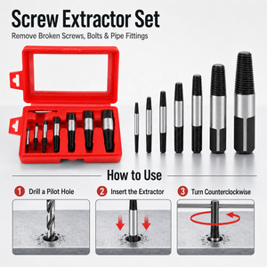 5個入りメートル規格サンドブラスト仕上げ金属ドリルビットセット、木工における破損したネジの取り外しやボルトの取り外しに - Product Image 3