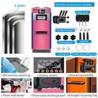 Nouvelle machine à crème glacée molle verticale/de comptoir 3 saveurs, autonettoyante, commerciale, pour crème glacée molle italienne, 220V, lait