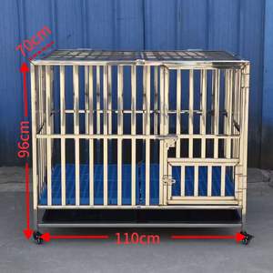 Fabrika toptan katı dayanıklı büyük boy köpek kafesi kulübesi özelleştirilebilir paslanmaz çelik katlanır köpek kafesi hayvan kafesleri - Product Image 5